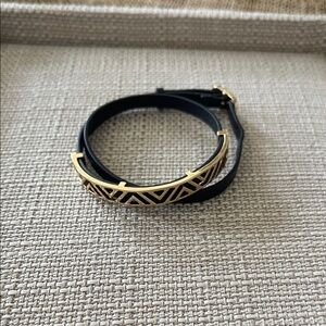 Stella & Dot Gold-Tone Geometric Accent Black Wrap Bracelet